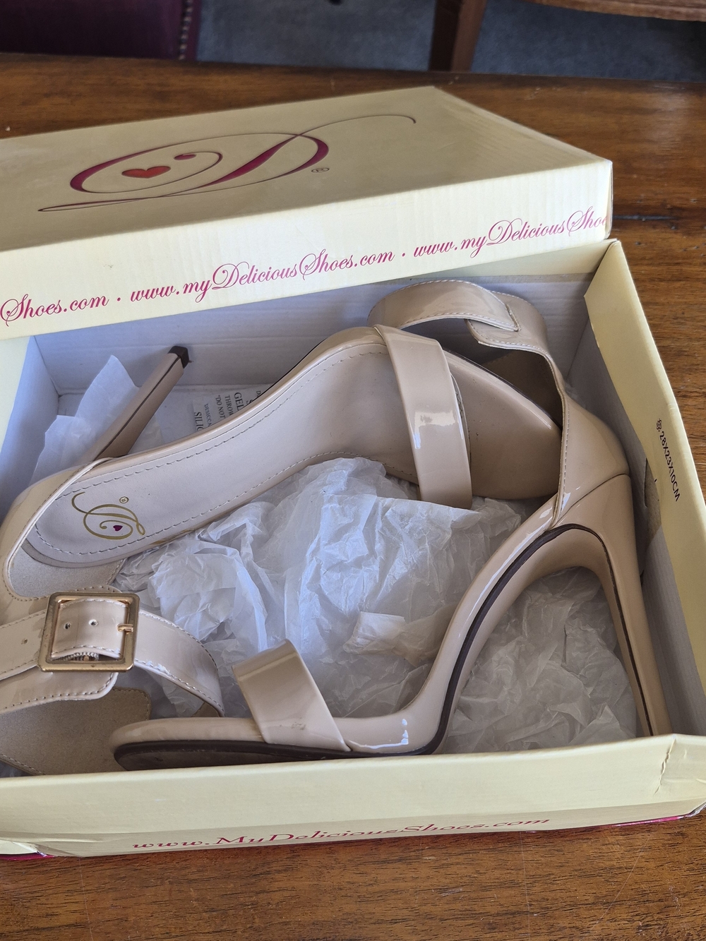 Women's Nude Patent Ankle-Strap Heels - Picture 7 of 7
